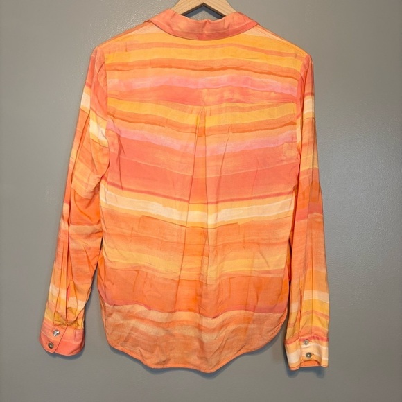 Cloth & Stone Anthropologie Small Orange Stripe Printed Button Down Shirt - Picture 4 of 6